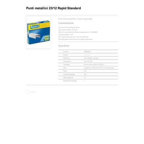 Punti metallici Rapid Standard 23/12  conf. da 1000 - 24869400